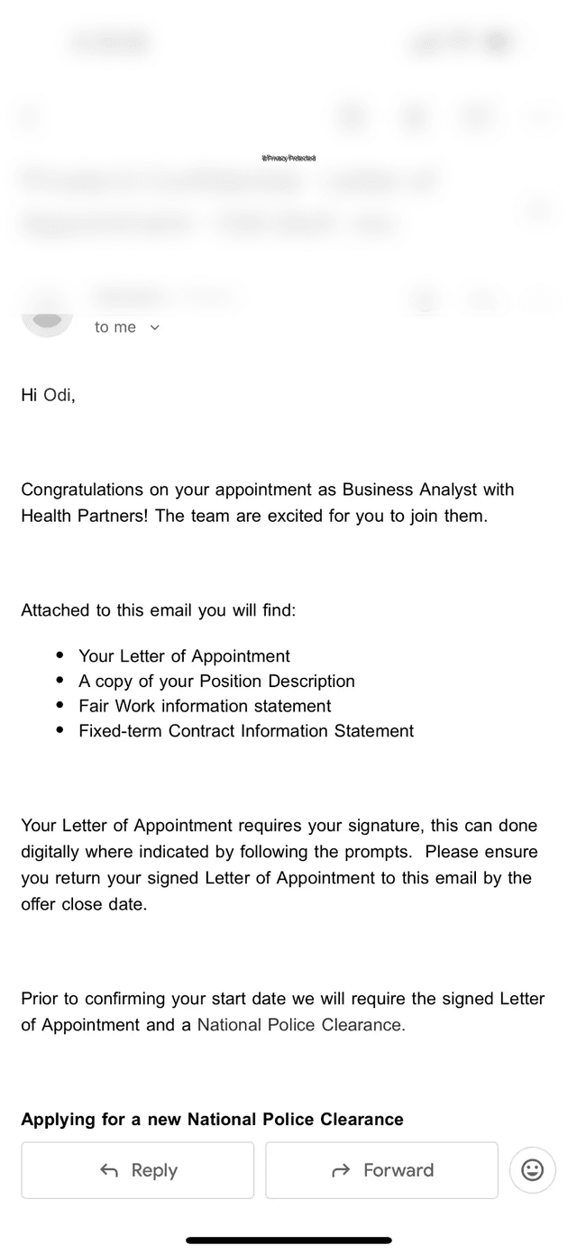 Odi's offer letter