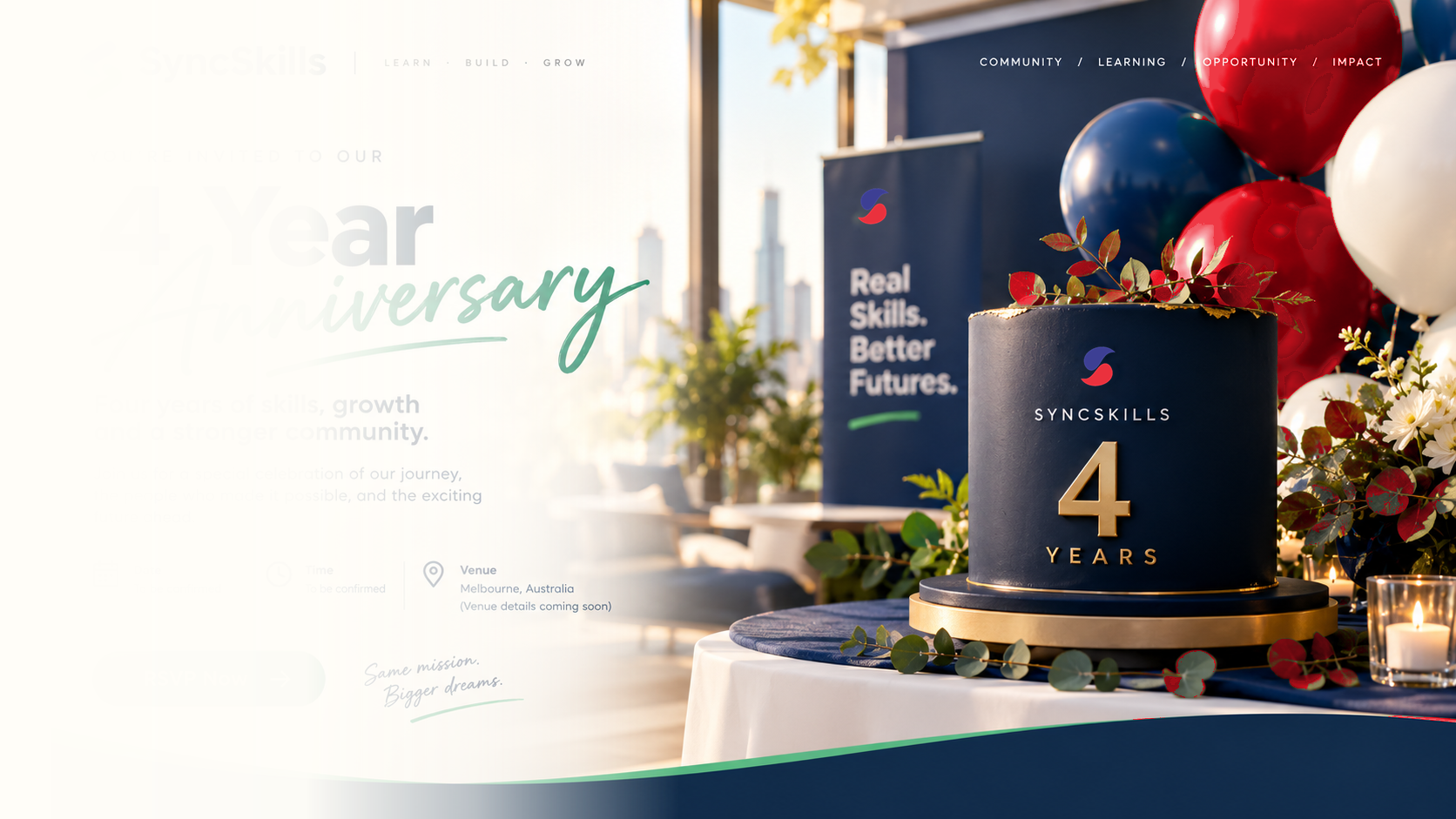 SyncSkills 4 Year Anniversary celebration art